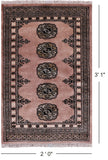 Light Brown Bokhara Handmade Wool Rug - 2' 0" X 3' 1"