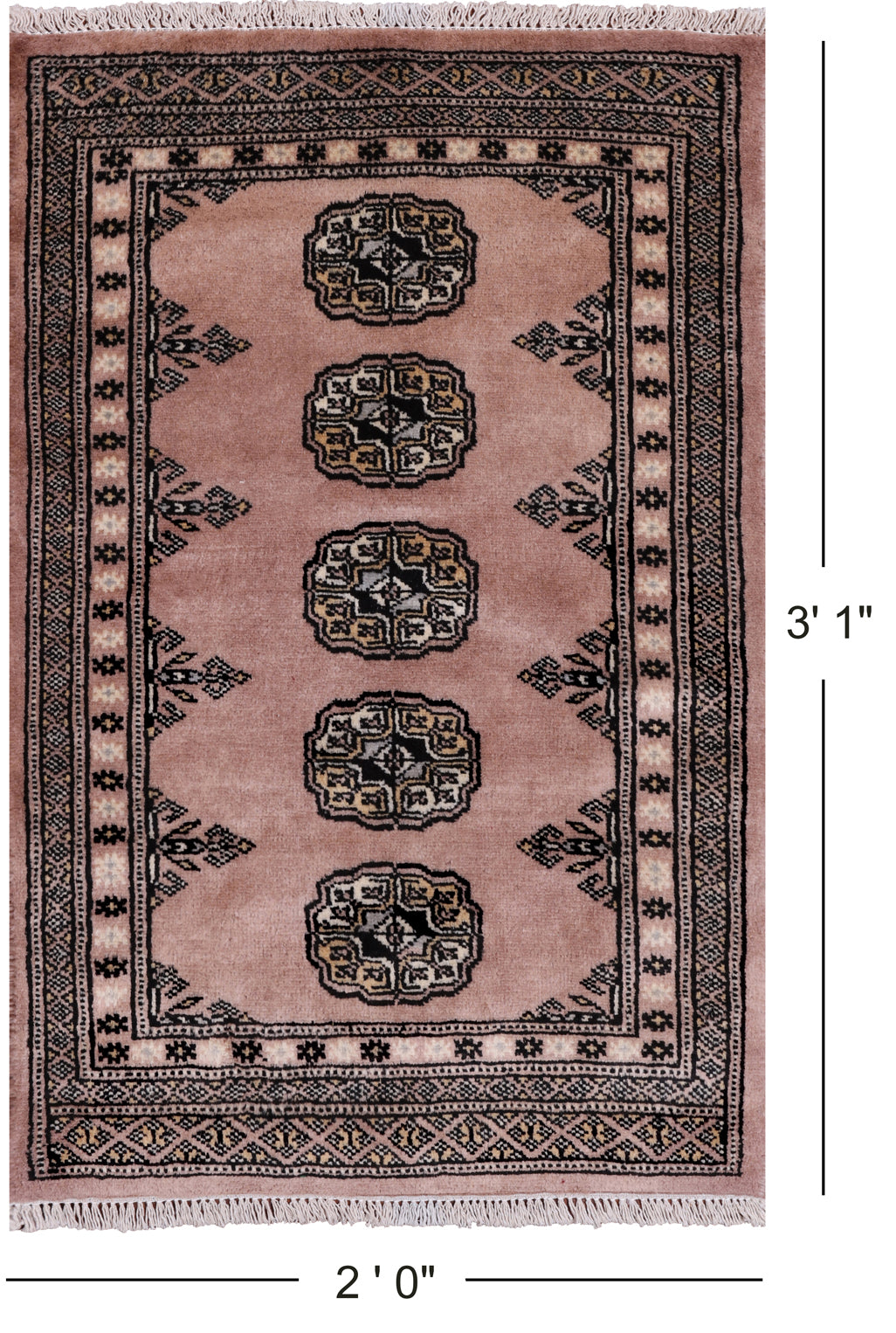 Light Brown Bokhara Handmade Wool Rug - 2' 0" X 3' 1"