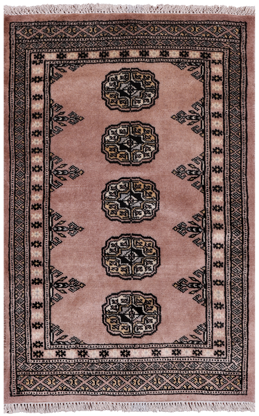 Light Brown Bokhara Handmade Wool Rug - 2' 0" X 3' 1"