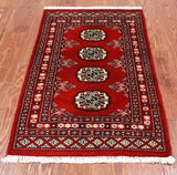 Red Bokhara Handmade Wool Rug - 2' 0" X 3' 2"