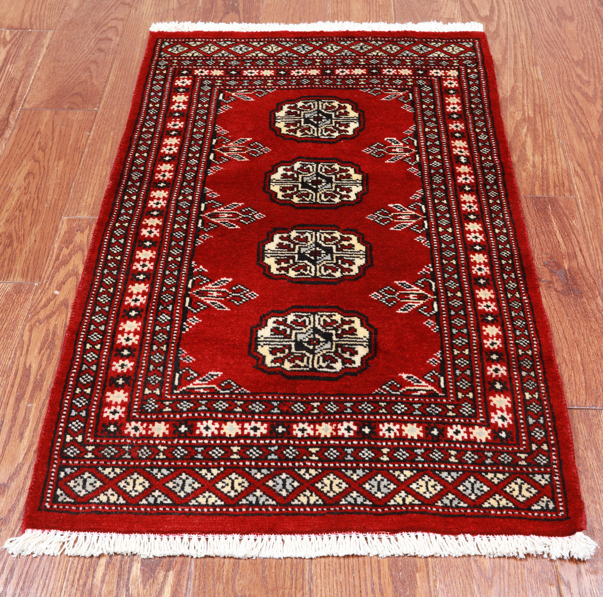 Red Bokhara Handmade Wool Rug - 2' 0" X 3' 2"