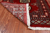 Red Bokhara Handmade Wool Rug - 2' 0" X 3' 2"