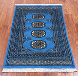 Blue Bokhara Hand Knotted Wool Rug - 2' 0" X 3' 0"