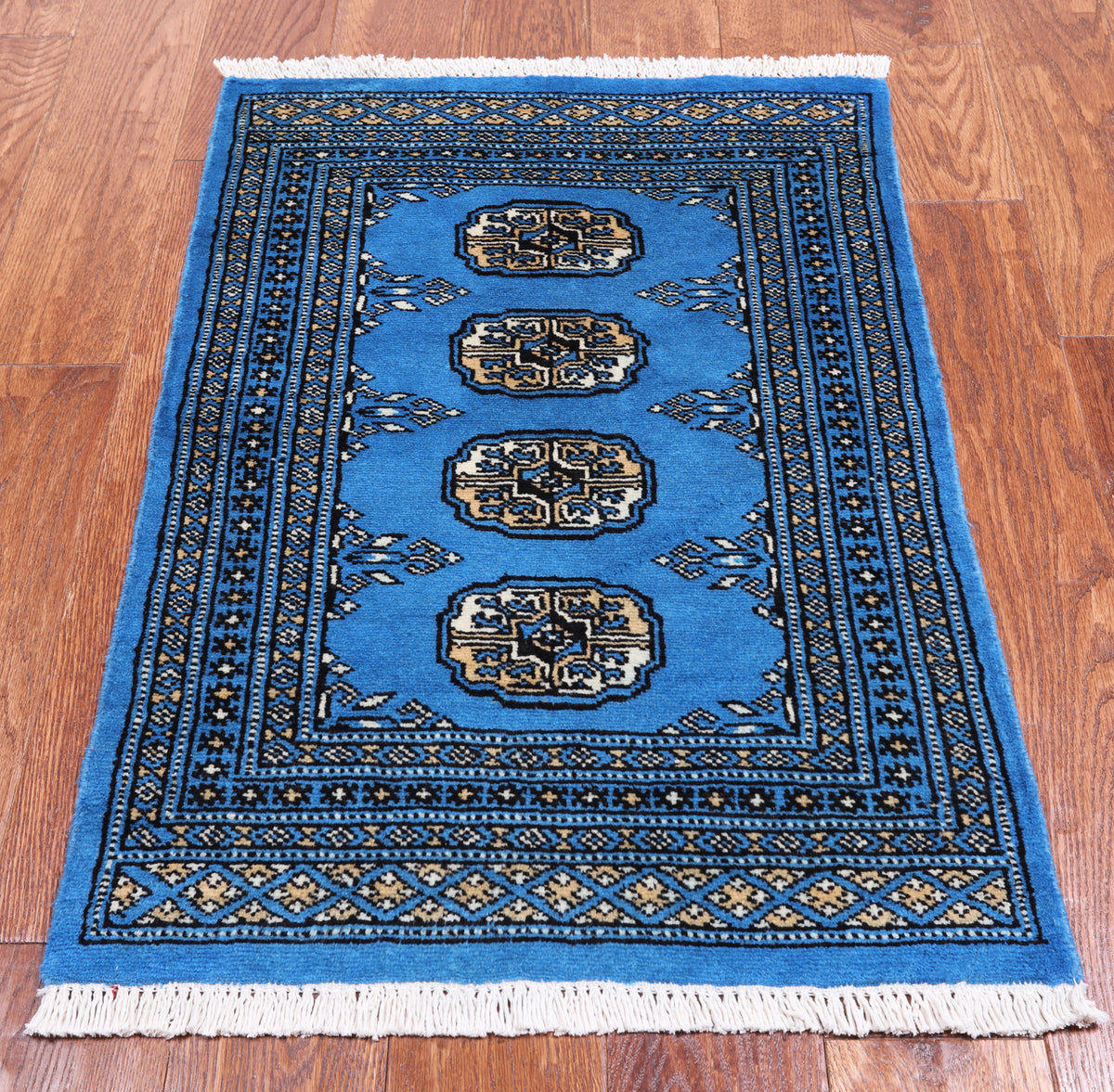 Blue Bokhara Hand Knotted Wool Rug - 2' 0" X 3' 0"