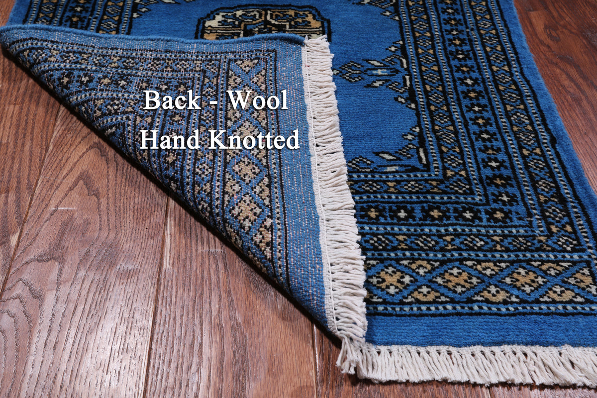 Blue Bokhara Hand Knotted Wool Rug - 2' 0" X 3' 0"