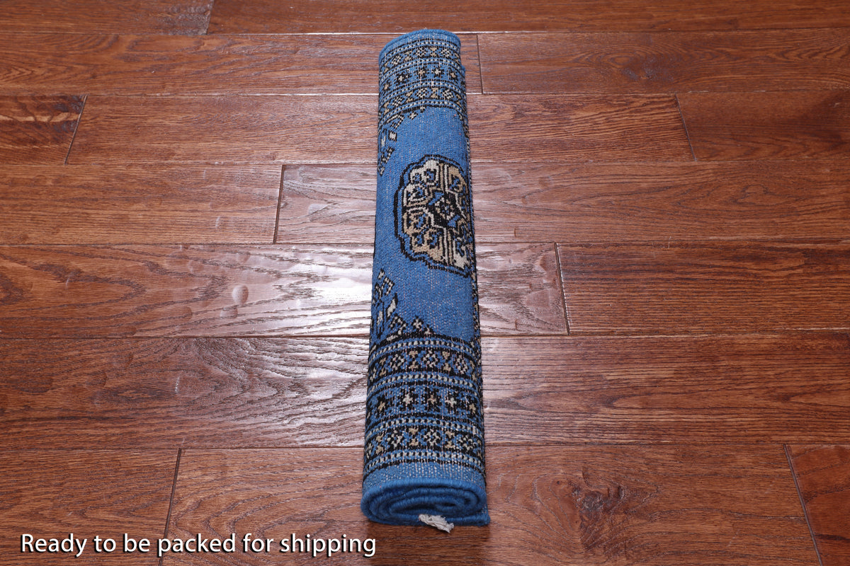 Blue Bokhara Hand Knotted Wool Rug - 2' 0" X 3' 0"