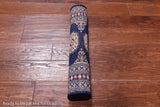 Navy Blue Bokhara Handmade Wool Rug - 2' 0" X 3' 2"