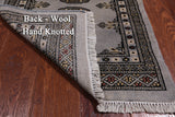 Grey Bokhara Hand Knotted Wool Rug - 2' 0" X 3' 2"
