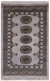 Grey Bokhara Hand Knotted Wool Rug - 2' 0" X 3' 2"