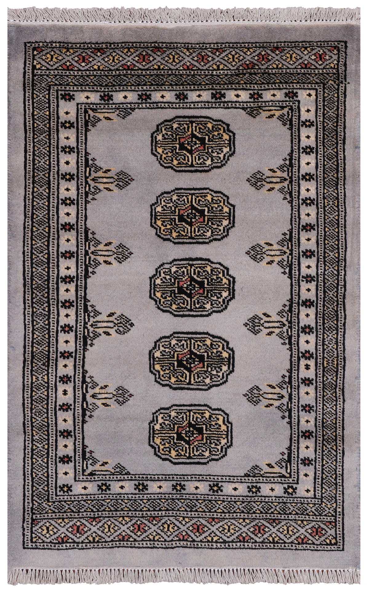 Grey Bokhara Hand Knotted Wool Rug - 2' 0" X 3' 2"
