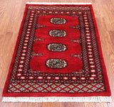 Red Bokhara Hand-Knotted Wool Rug - 2' 1" X 3' 0"