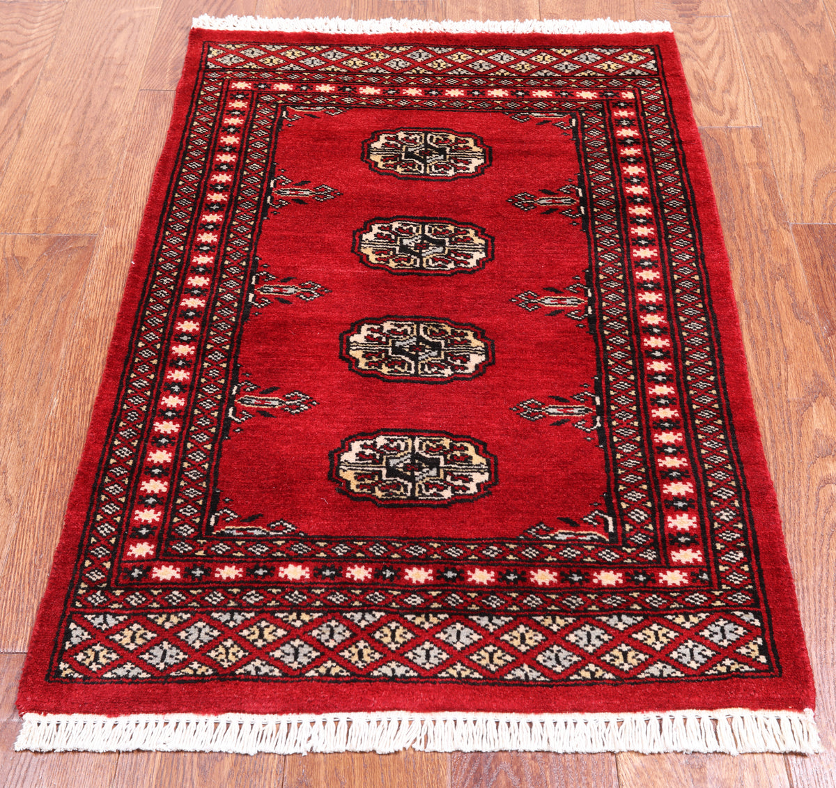 Red Bokhara Hand-Knotted Wool Rug - 2' 1" X 3' 0"