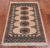Ivory Bokhara Handmade Wool Rug - 2' 1" X 3' 3"