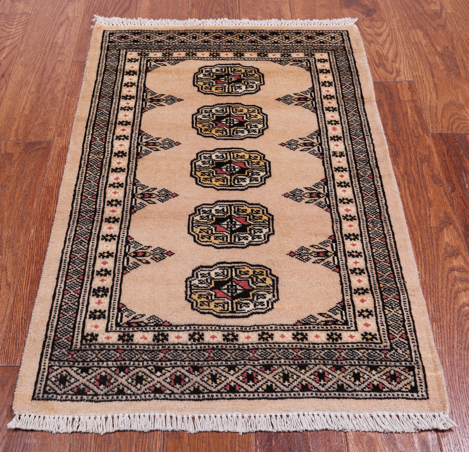 Ivory Bokhara Handmade Wool Rug - 2' 1" X 3' 3"