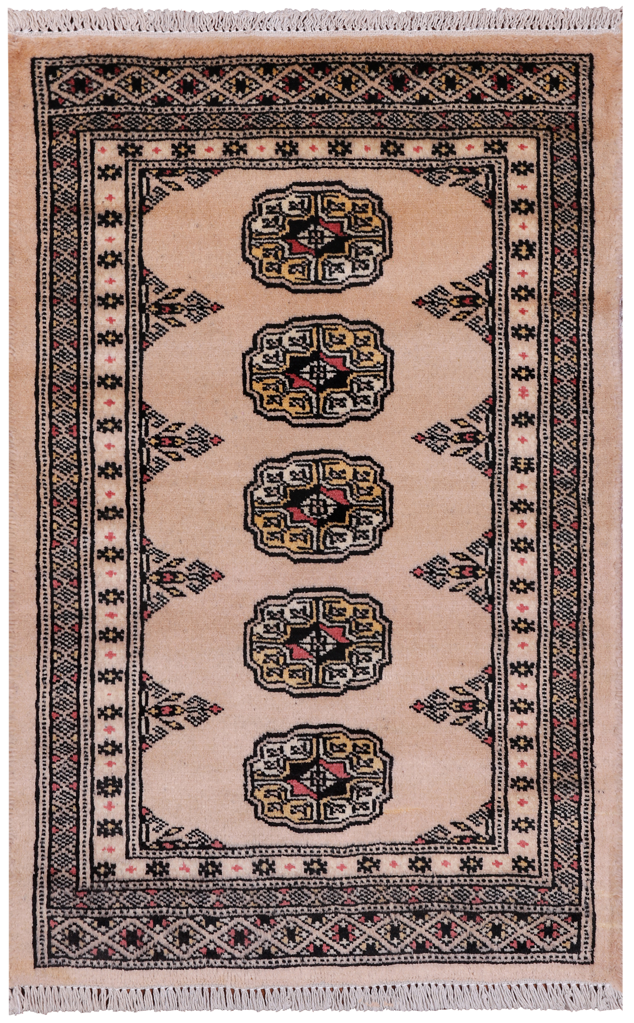 Ivory Bokhara Handmade Wool Rug - 2' 1" X 3' 3"