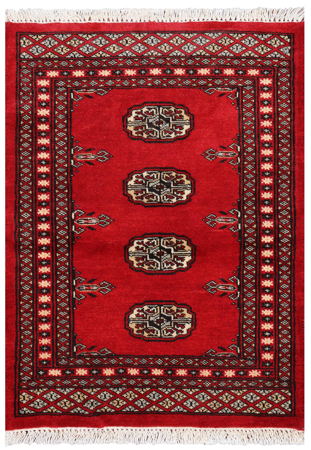 Red Bokhara Hand Knotted Wool Rug - 2' 1" X 2' 11"