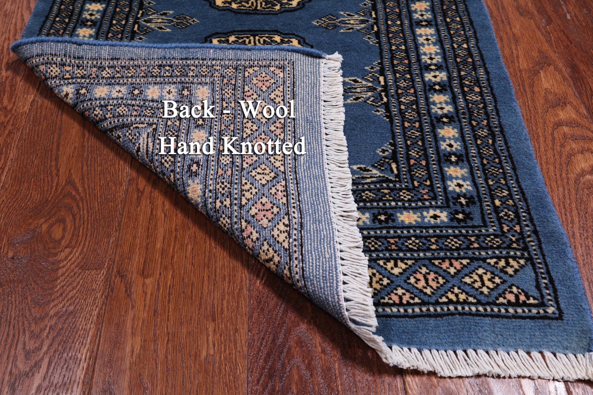 Blue Bokhara Hand-Knotted Wool Rug - 1' 11" X 3' 0"