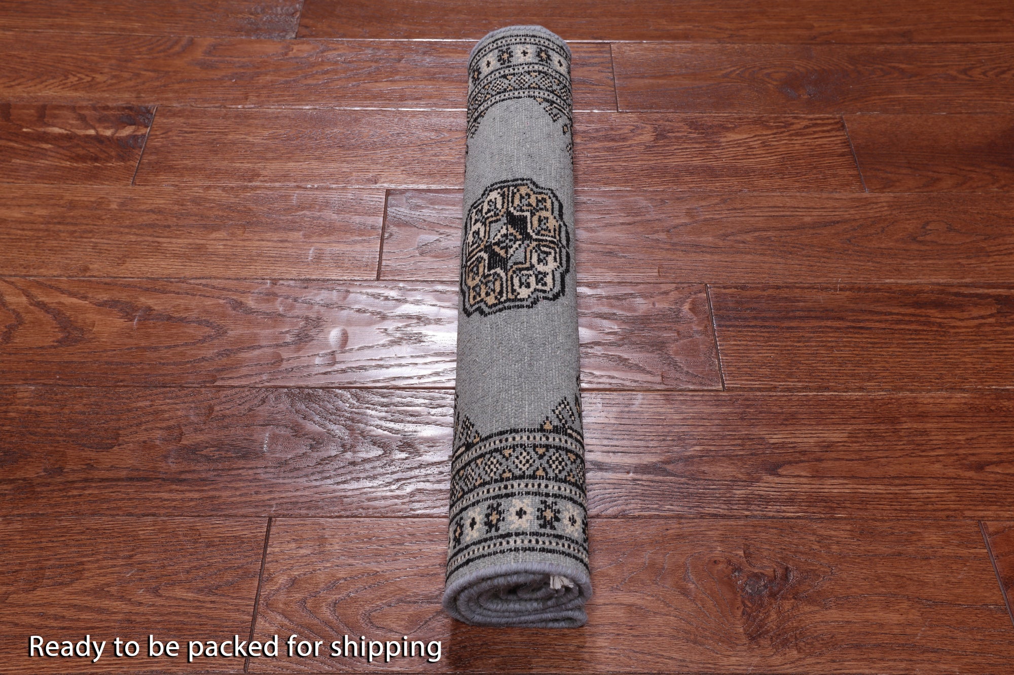 Grey Bokhara Hand Knotted Wool Rug - 2' 0" X 3' 4"