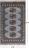 Grey Bokhara Hand Knotted Wool Rug - 2' 0" X 3' 4"