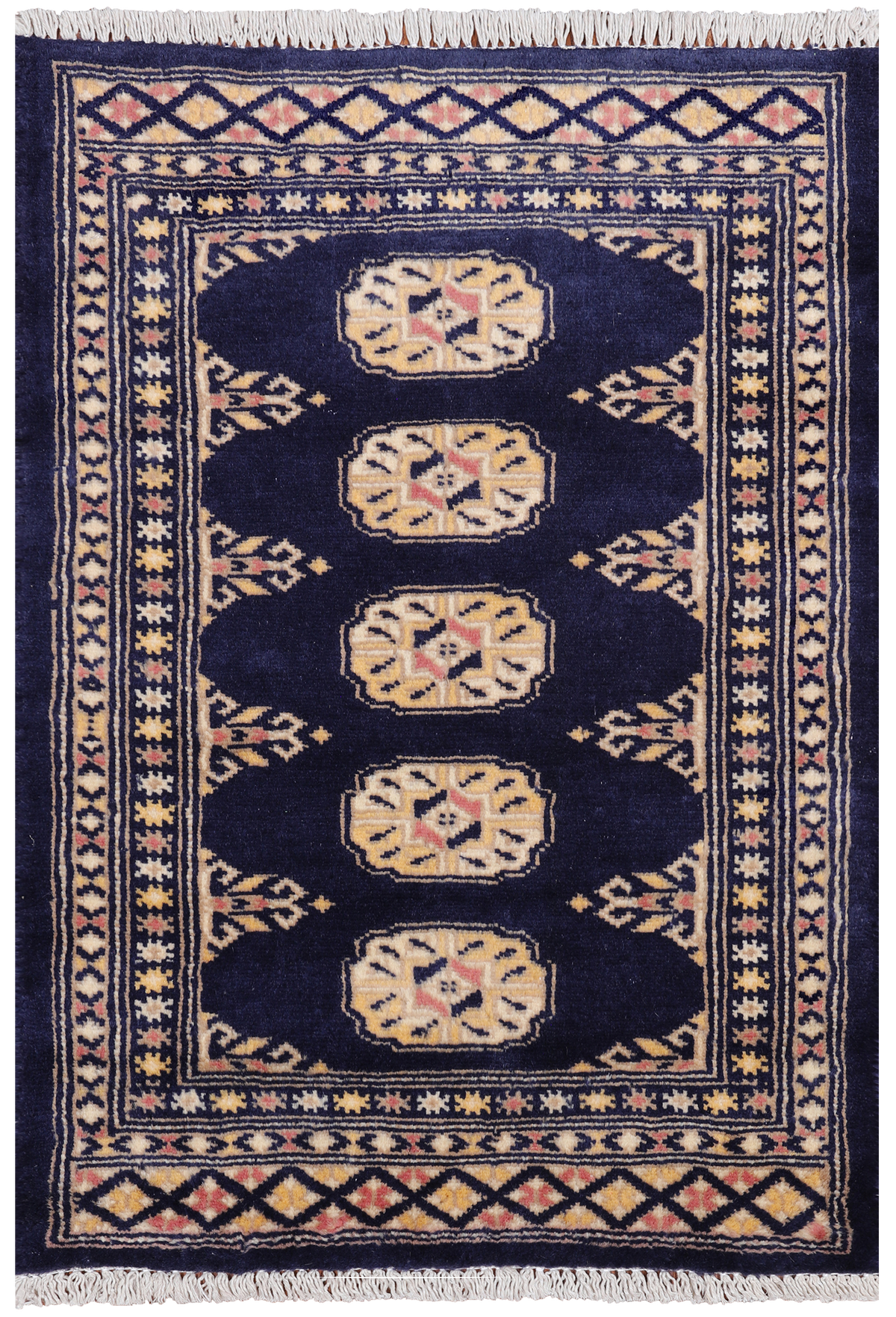 Navy Blue Bokhara Hand Knotted Wool Rug - 2' 0" X 3' 0"