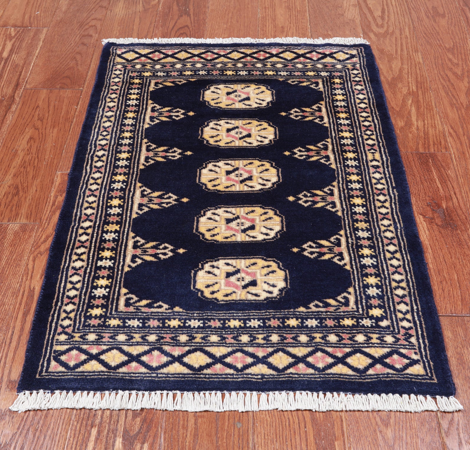 Navy Blue Bokhara Hand Knotted Wool Rug - 2' 0" X 3' 0"