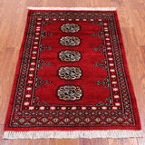 Red Bokhara Hand Knotted Wool Rug - 2' 0" X 3' 0"