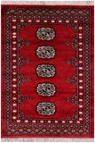 Red Bokhara Hand Knotted Wool Rug - 2' 0" X 3' 0"