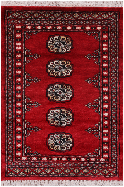 Red Bokhara Hand Knotted Wool Rug - 2' 0" X 3' 0"