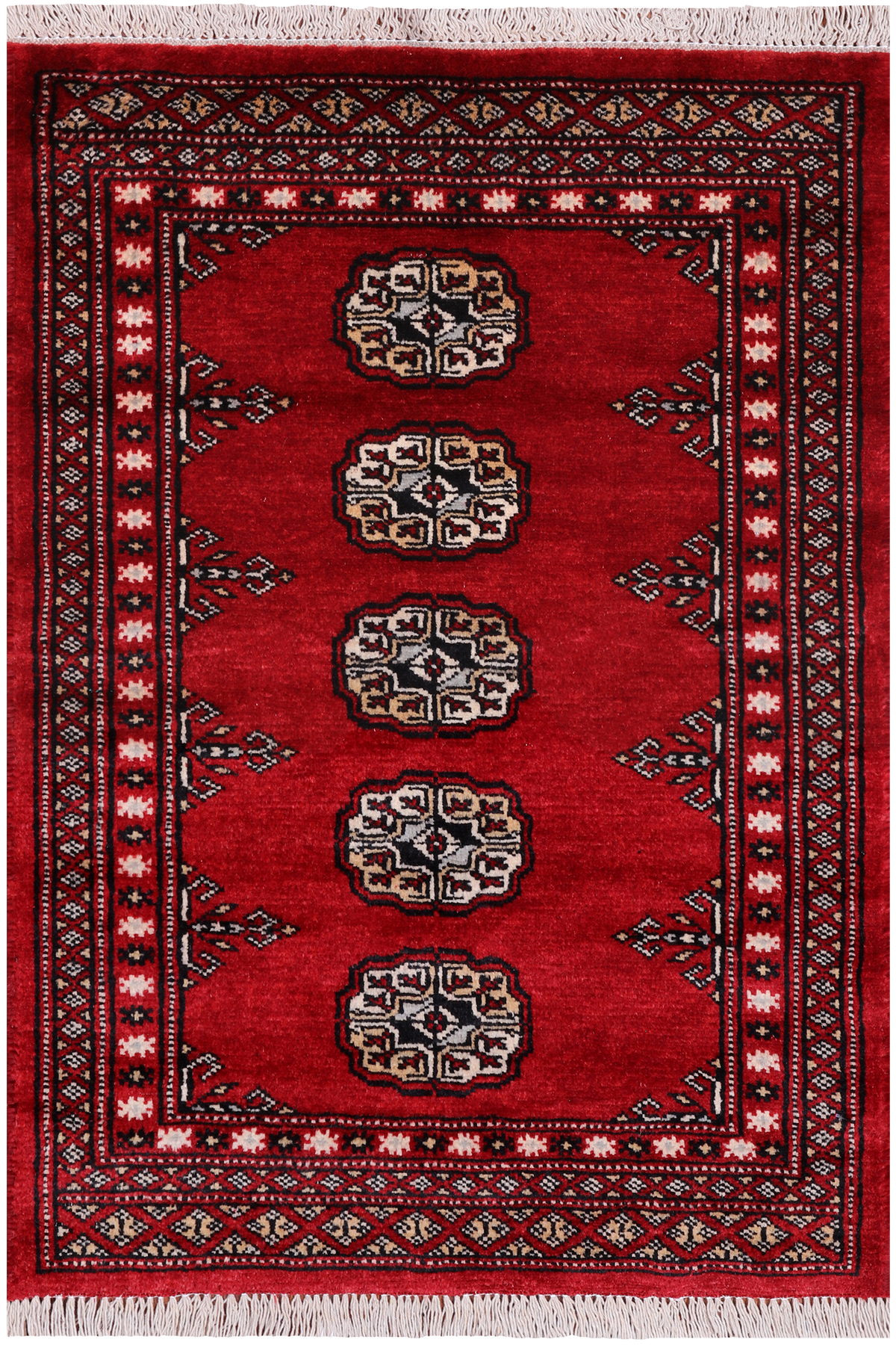 Red Bokhara Hand Knotted Wool Rug - 2' 0" X 3' 0"