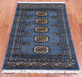 Blue Bokhara Handmade Wool Rug - 2' 1" X 3' 0"