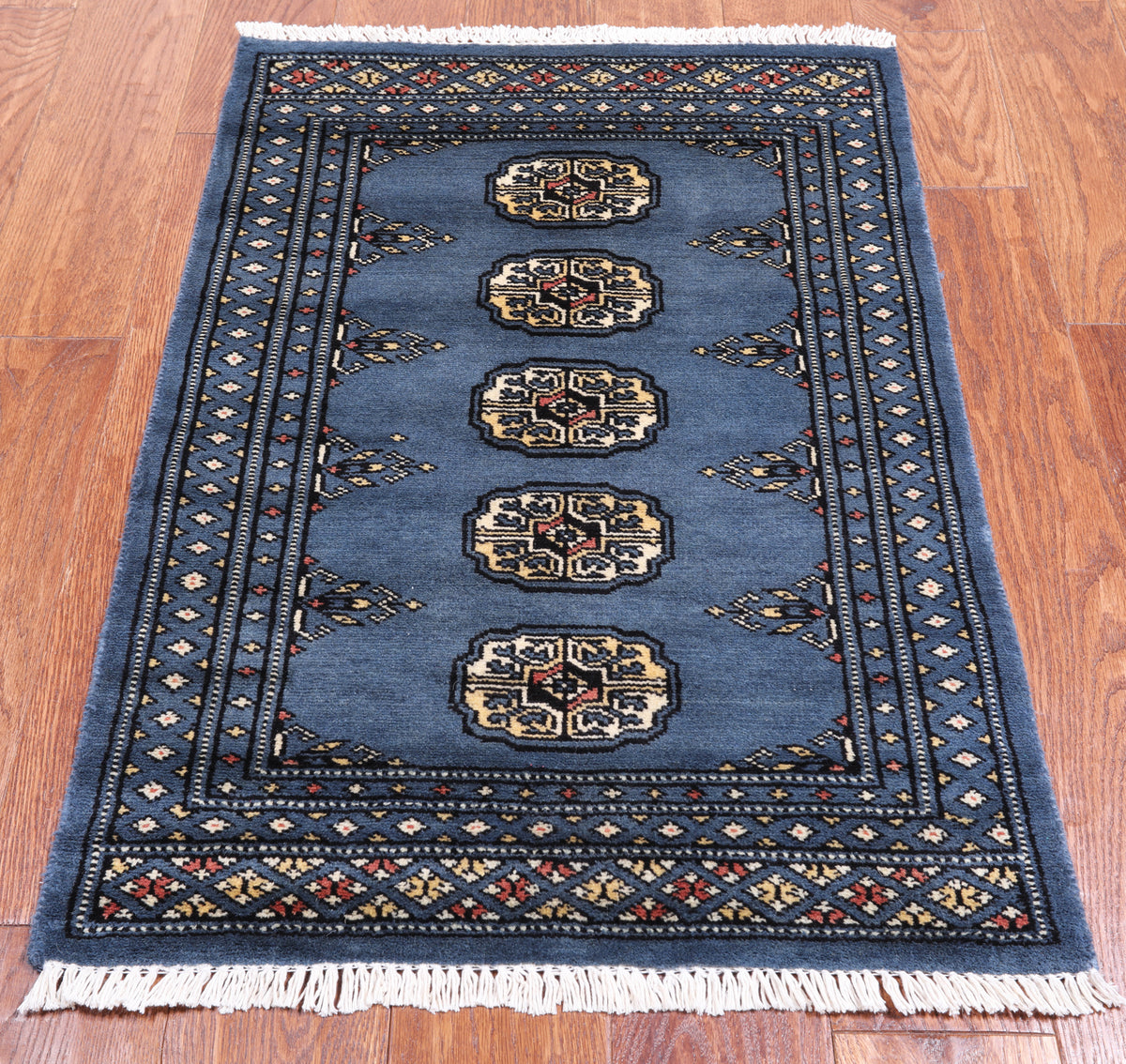 Blue Bokhara Handmade Wool Rug - 2' 1" X 3' 0"