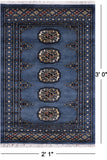Blue Bokhara Handmade Wool Rug - 2' 1" X 3' 0"