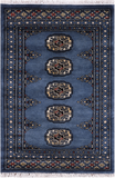 Blue Bokhara Handmade Wool Rug - 2' 1" X 3' 0"