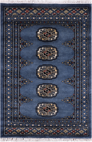 Blue Bokhara Handmade Wool Rug - 2' 1" X 3' 0"