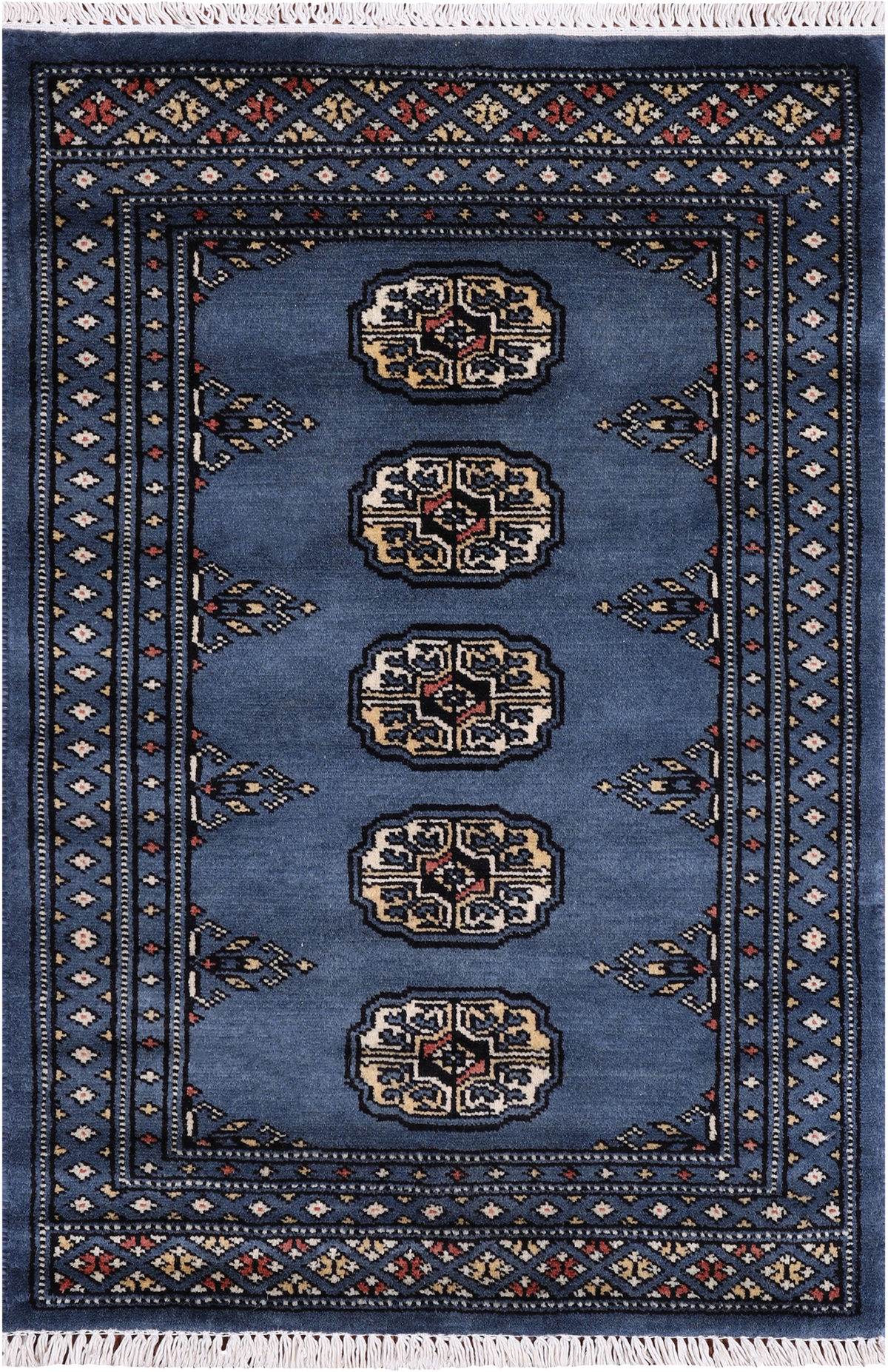 Blue Bokhara Handmade Wool Rug - 2' 1" X 3' 0"
