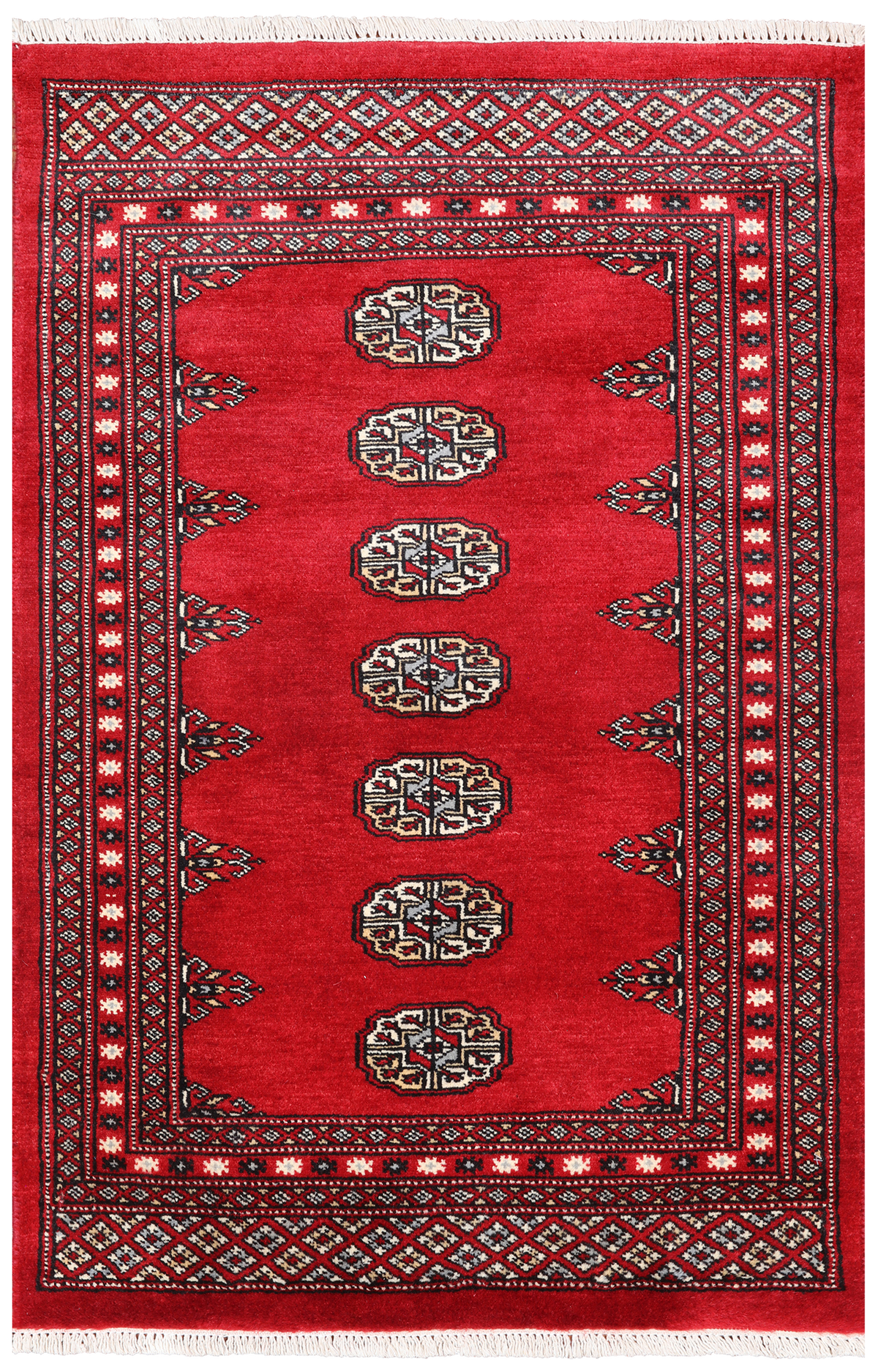 Red Bokhara Handmade Wool Rug - 2' 7" X 4' 0"