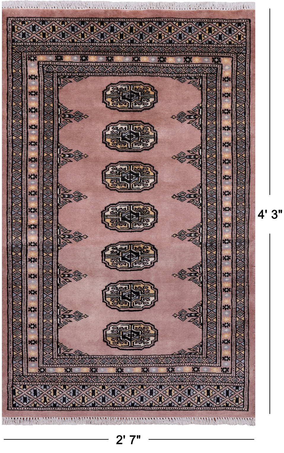 Light Brown Bokhara Hand Knotted Wool Rug - 2' 7" X 4' 3"
