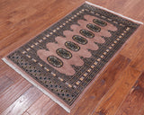 Light Brown Bokhara Hand Knotted Wool Rug - 2' 7" X 4' 3"