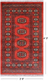 Orange Bokhara Hand Knotted Wool Rug - 2' 6" X 4' 3"