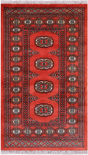 Orange Bokhara Hand Knotted Wool Rug - 2' 6" X 4' 3"