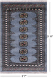 Grey Bokhara Hand-Knotted Wool Rug - 2' 7" X 3' 11"