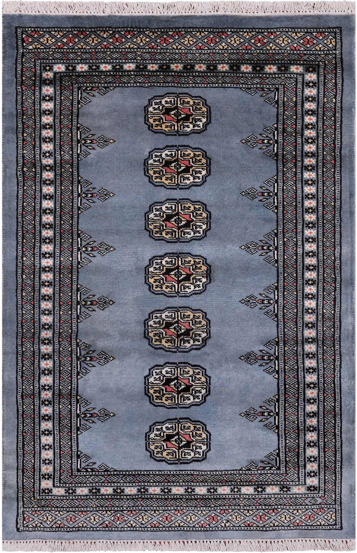 Grey Bokhara Hand-Knotted Wool Rug - 2' 7" X 3' 11"