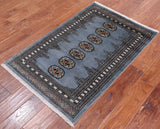 Grey Bokhara Hand-Knotted Wool Rug - 2' 7" X 3' 11"