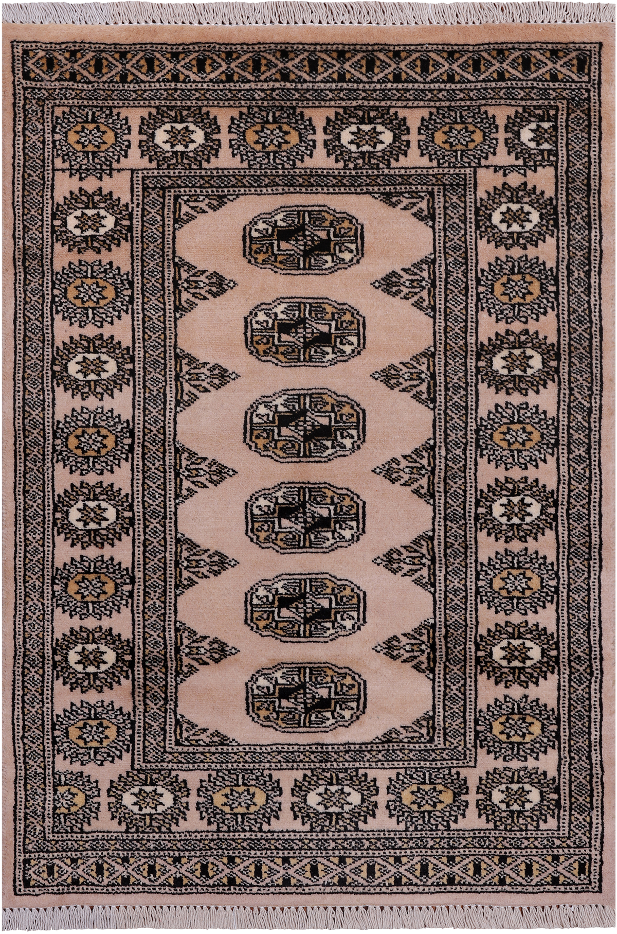 Ivory Bokhara Hand-Knotted Wool Rug - 2' 6" X 3' 10"
