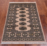 Ivory Bokhara Hand-Knotted Wool Rug - 2' 6" X 3' 10"