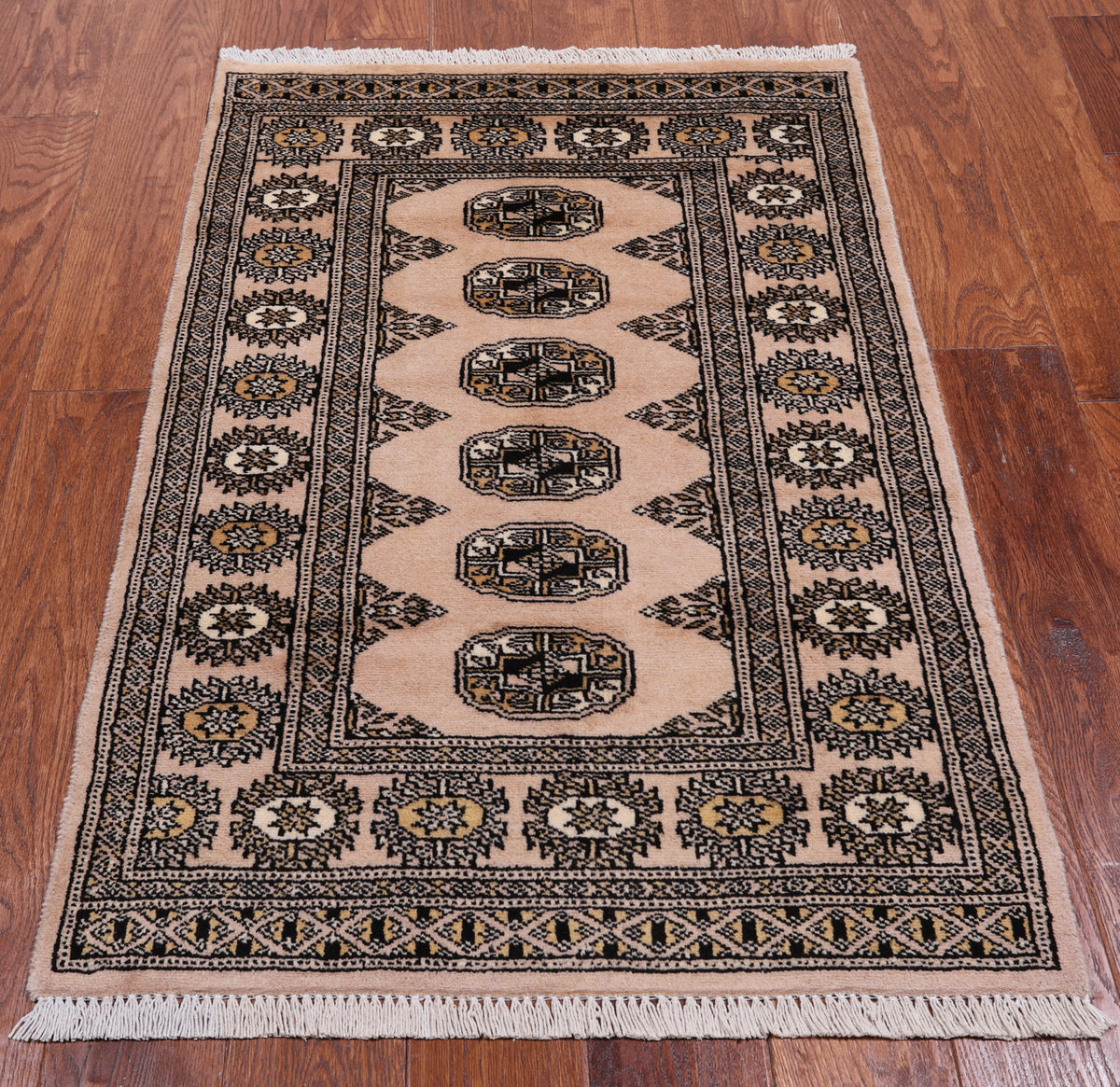 Ivory Bokhara Hand-Knotted Wool Rug - 2' 6" X 3' 10"