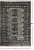 Green Bokhara Hand-Knotted Wool Rug - 2' 6" X 3' 9"