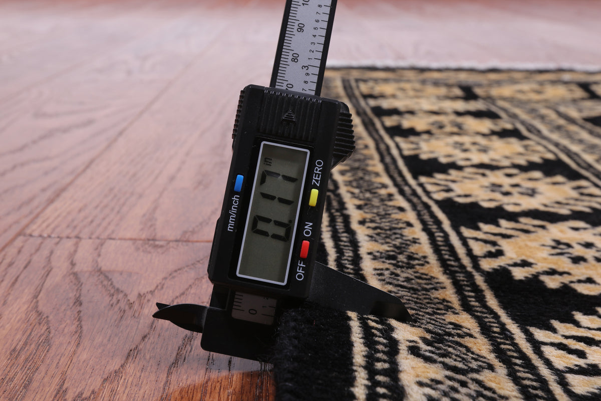 Black Bokhara Handmade Wool Rug - 2' 6" X 4' 0"