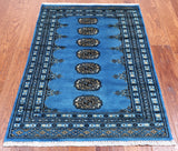 Blue Bokhara Handmade Wool Rug - 2' 7" X 3' 8"