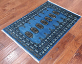 Blue Bokhara Handmade Wool Rug - 2' 7" X 3' 8"
